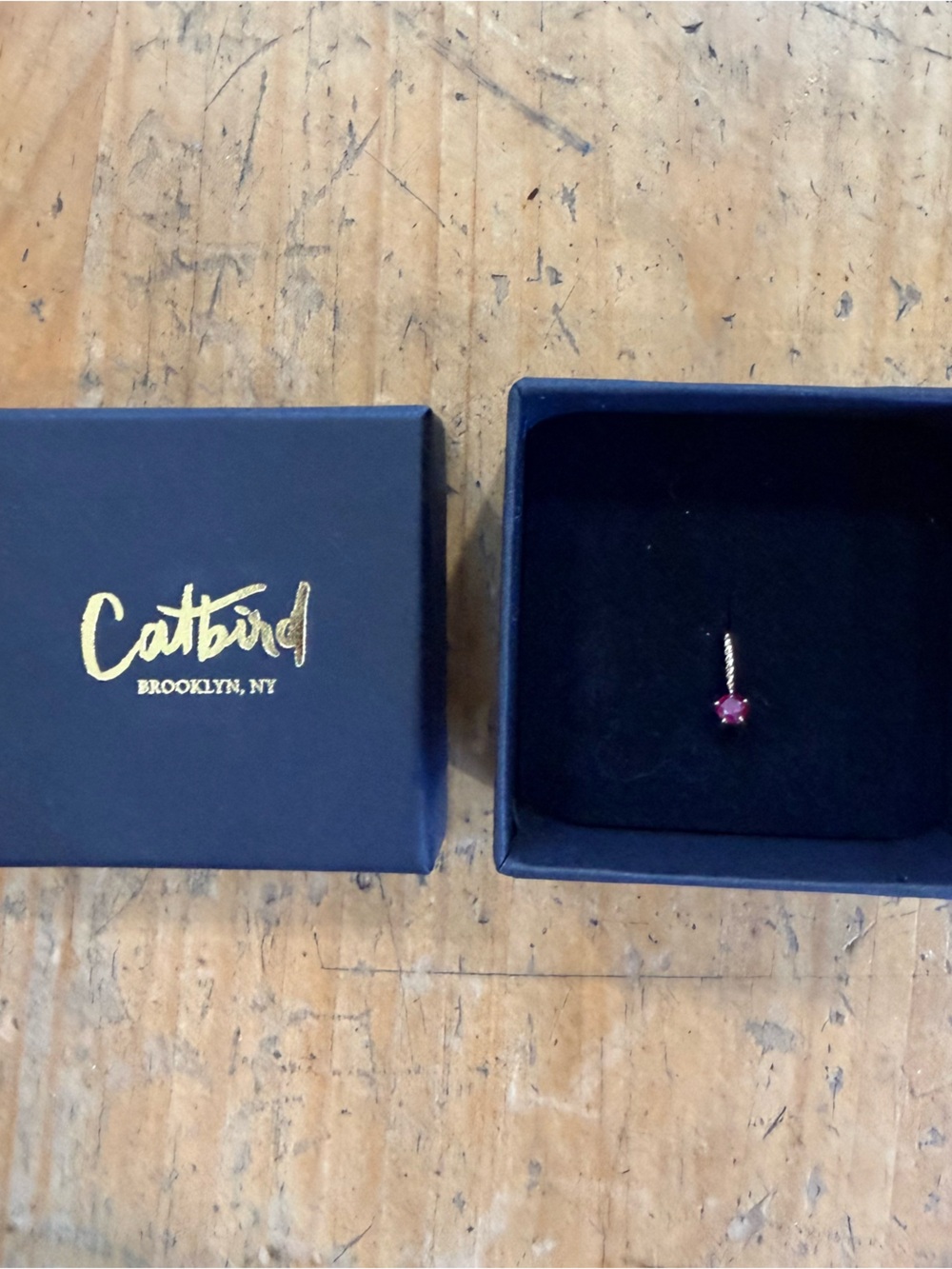 Catbird Little Star Birthstone Charm - Ruby & 14k Gold